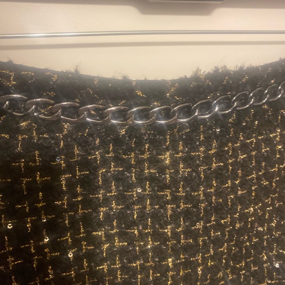 alice + olivia jalen black tweed glitter Chain Miniskirt size 12 - Picture 10 of 14